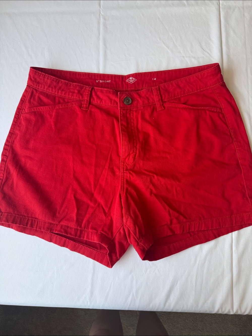 St. John's Bay Red Cotton Mid-Rise Jean Shorts